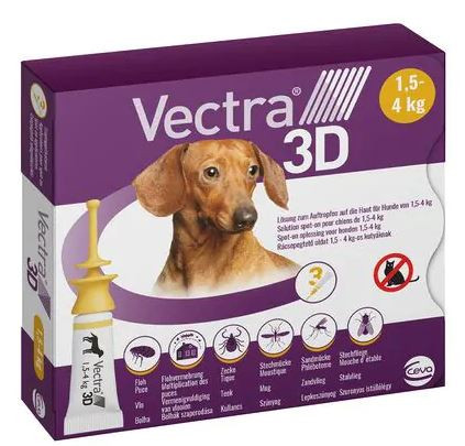 Vectra 3D XS Spot-on hond 1,5 - 4 kg (3 pipetten)