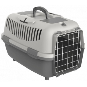 Panier de transport avec porte en métal gris L