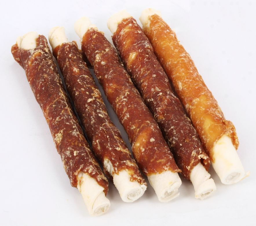 Bâtonnets roulés à mâcher au poulet pour chien (17 cm)