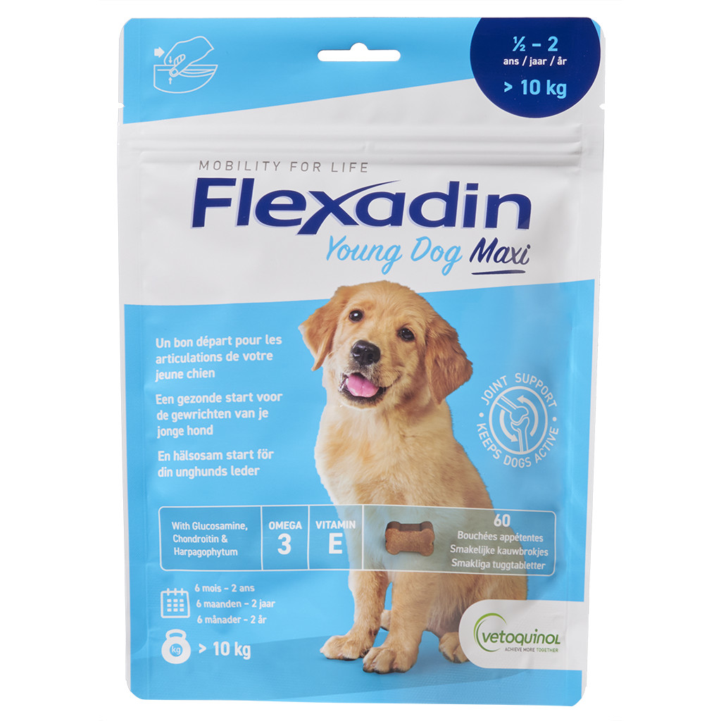 Flexadin Young Dog Maxi Joint Support (60 kauwbrokjes)