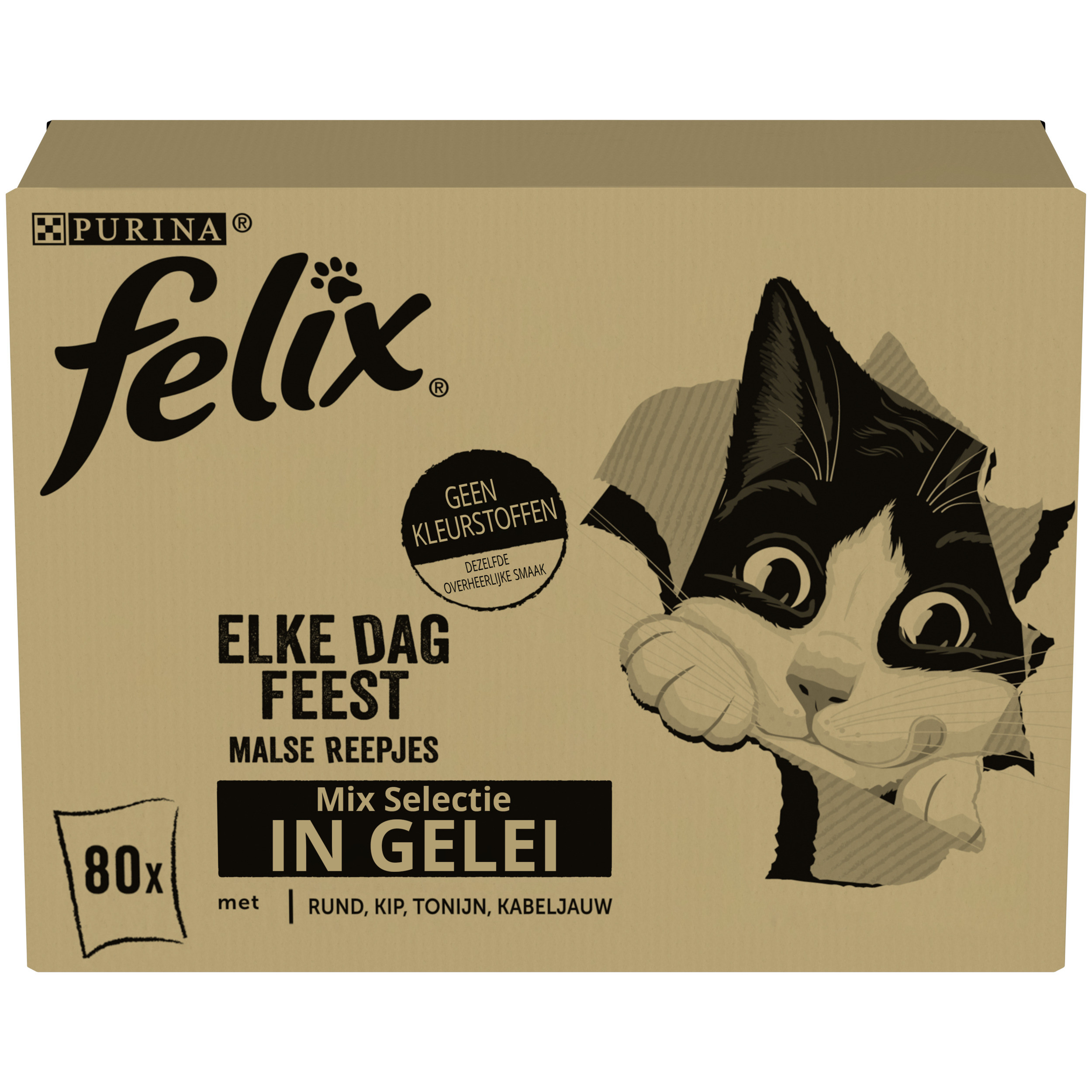 Purina - Pâtée pour chat FELIX Tendres Effilés en Gelée Viandes-Poissons 44  Sachets x 100g - Alimentation humide pour chat - Rue du Commerce
