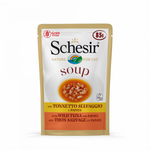 Schesir Soup wilde tonijn met papaya natvoer kat (zakjes 85 g)