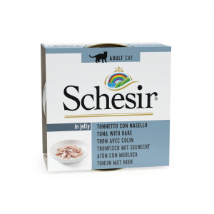 Schesir au thon avec merlu (gelée) pâtée pour chat (boîtes 85g) 2 lots (28 x 85 g)