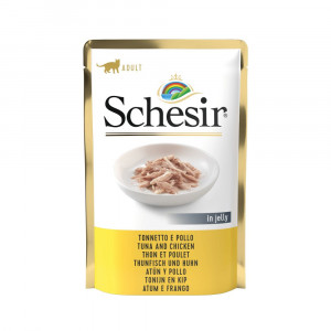 Schesir thon avec poulet (gelée) pâtée pour chat (sachets 85g) 1 boîte (20 x 85 g)