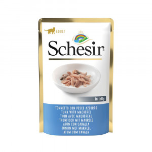 Schesir au thon avec maquereau (gelée) pâtée pour chat (sachets 85g) 1 boîte (20 x 85 g)