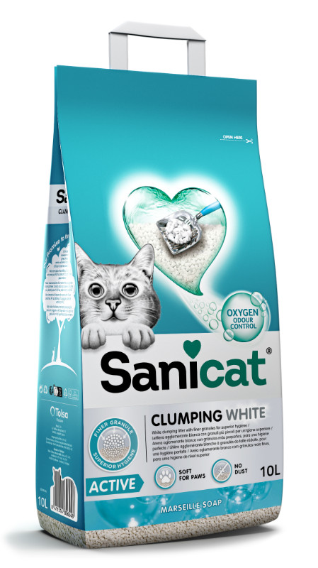 Sanicat Clumping White Active Marseille zeep kattengrit