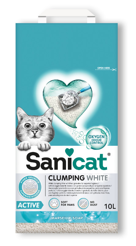 Sanicat Clumping White Active Marseille zeep kattengrit