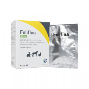 Feliflea 40 mg solution spot-on pour chien, chat et lapin (à 4kg) 2 x 4 pipettes
