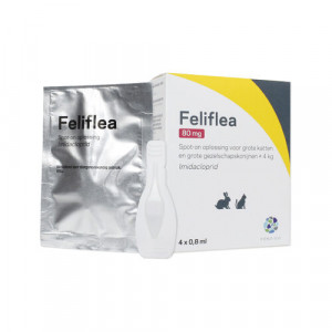 Feliflea 80 mg Solution spot-on pour chien, chat et lapin (à partir de 4kg) 4 pipettes