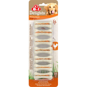 8in1 Delights os de poulet solides XS pour chien 3 paquets