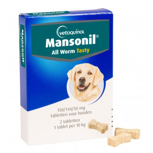Mansonil All Worm Dog tasty bone voor de hond