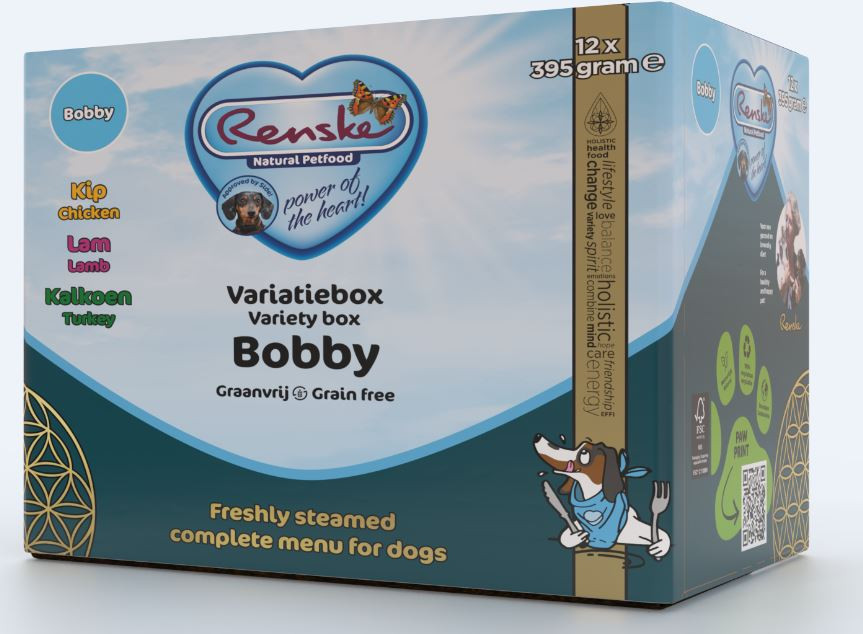 Renske fraîchement cuit à la vapeur sans céréales boîte variée Bobby