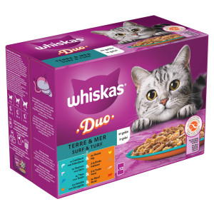 Whiskas 1+ Duo Surf & Turf en gelée multipack (12 x 85 g) 4 paquets (48 x 85 g)