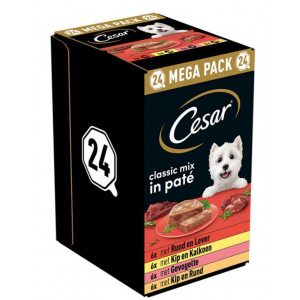 Cesar Classic Mix multipack pâtée en barquettes pour chien (150 g) 2 paquets (48 x 150 g)