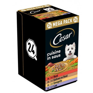 Cesar Cuisine pâtée en sauce multipack en barquettes pour chien (150 g) 2 paquets (48 x 150 g)