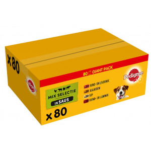 Pedigree Adult pâtée en sauce multipack en sachets pour chien (100 g) 1 paquet (80 x 100 g)