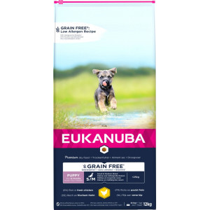 Eukanuba Puppy Small & Medium au poulet sans céréales pour chiot 12 kg