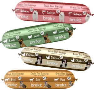 Pack d'échantillons saucisses sans céréales Brekz pour chien 2 x 4 pièces