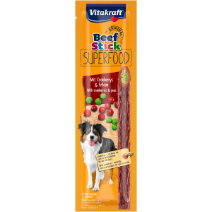 Vitakraft Beefstick Superfood aux petits pois et à la canneberge pour chien (25 g) 2 paquets