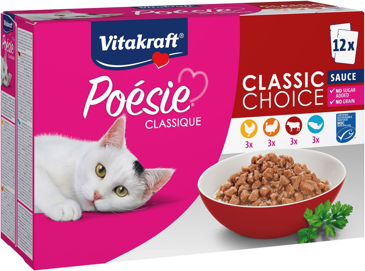 Vitakraft Poésie Classique Classic Choice in saus natvoer kat (12 x 85 g)