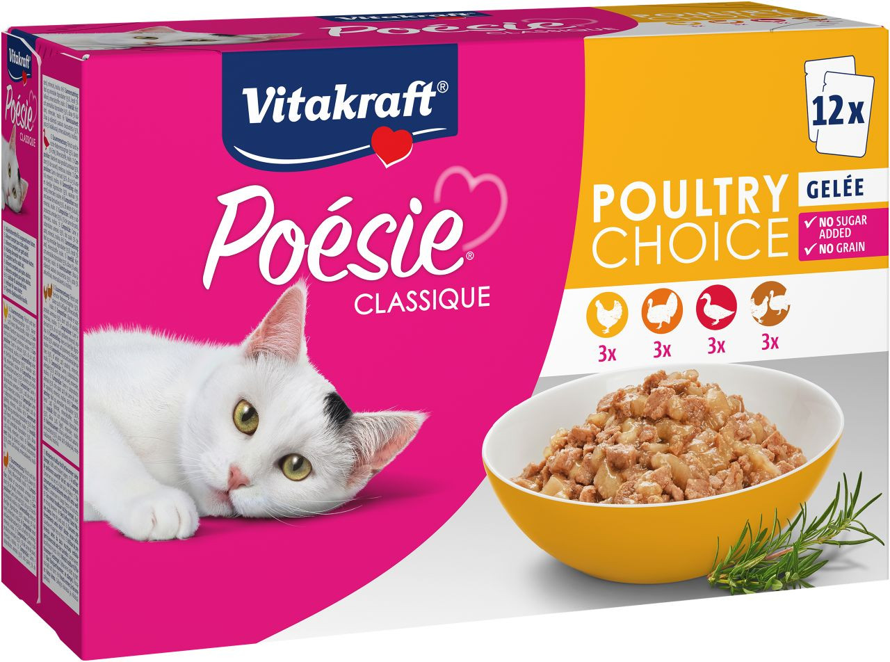 Vitakraft Poésie Classique Poultry Choice in gelei natvoer kat (12 x 85 g)