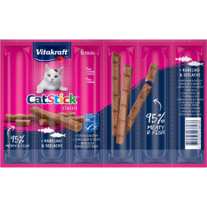 vitakraft catstick classic morue & lieu noir pour chats 2 x 6 bâtonnets