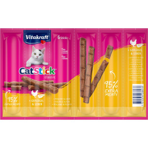 vitakraft catstick classic volaille & foie pour chats 5 x 6 bâtonnets