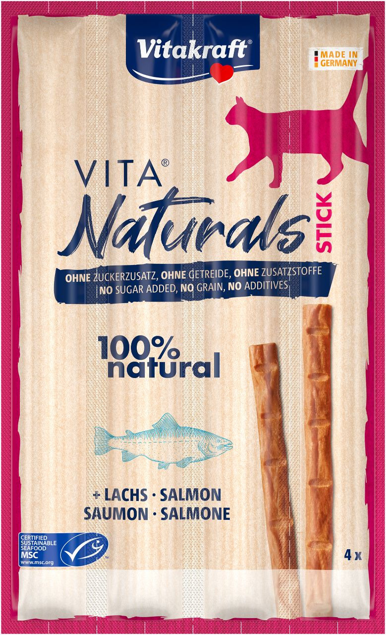 Vitakraft Vita Naturals Cat Stick met zalm kattensnack (4 st.)