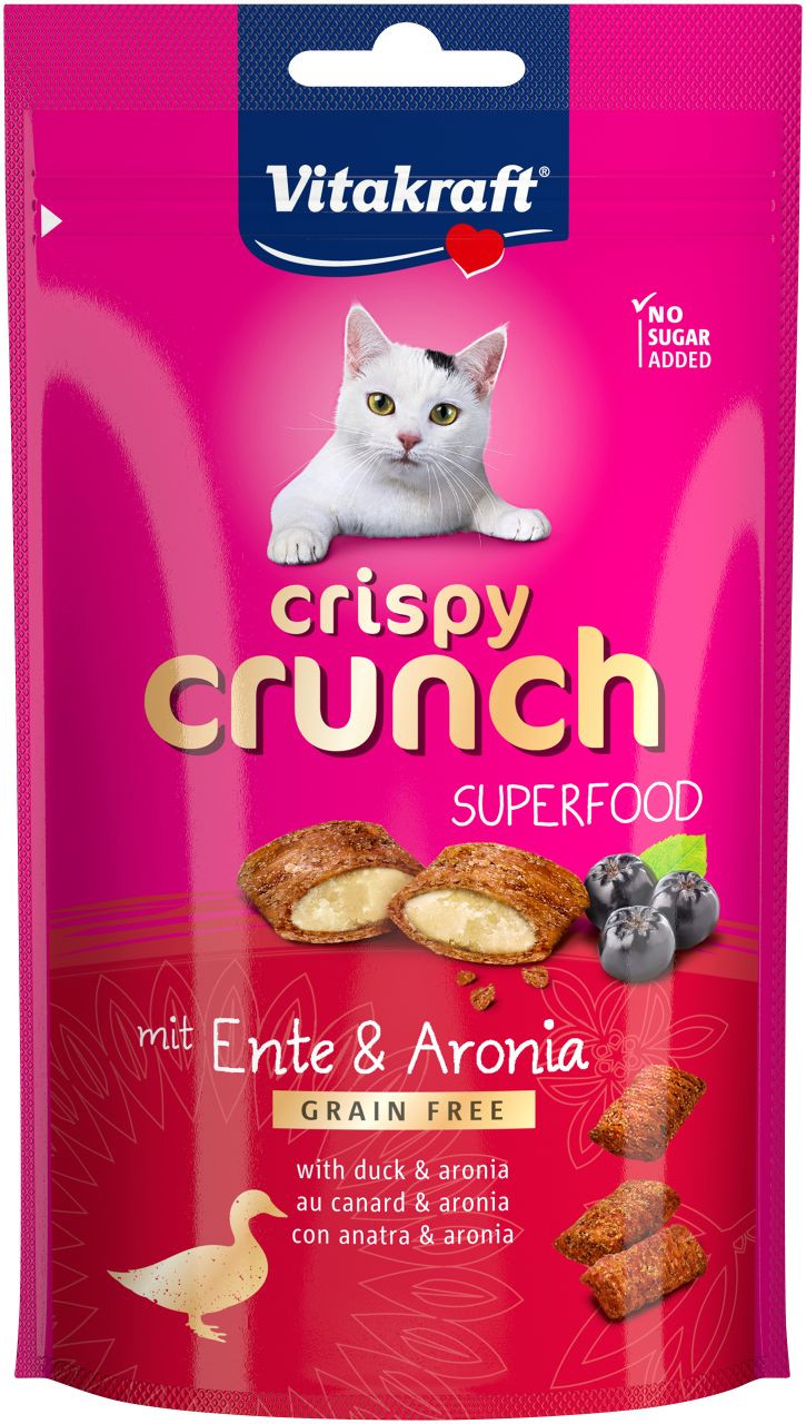 Vitakraft Crispy Crunch Superfood met eend & aronia kattensnack (60 g)