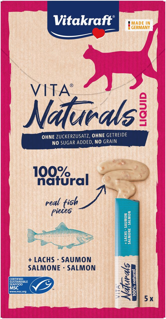 Image de 1 paquet Vitakraft Vita Naturals Liquid au saumon snack pour chat (5 pcs)
