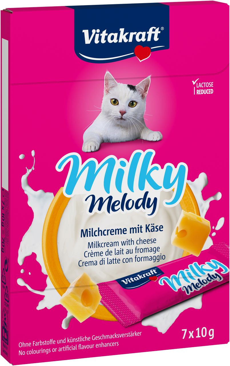 Image de 1 paquet Vitakraft Milky Melody crème de lait au fromage snack pour chat (7 x 10 g)