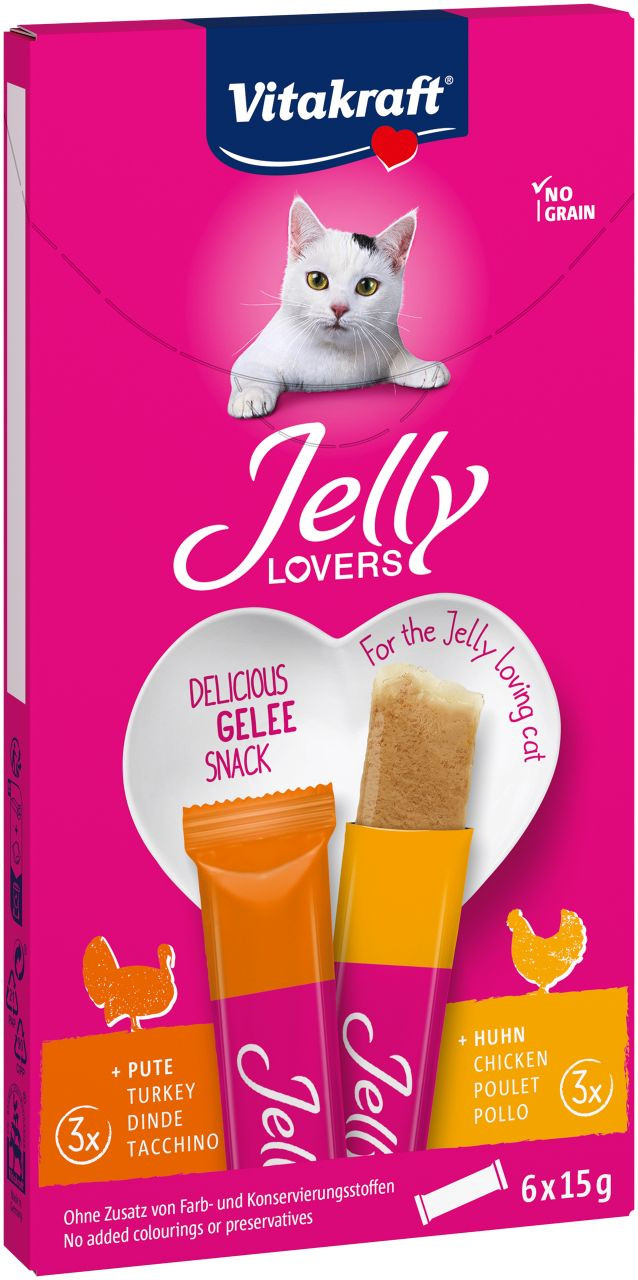 Image de 1 paquet Vitakraft Jelly Lovers au poulet & à la dinde snack pour chat (6 x 15 g)