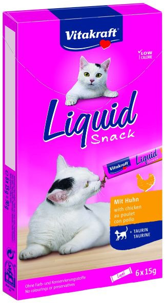 Vitakraft Liquid Snacks met kip kattensnack (6 x 15g)