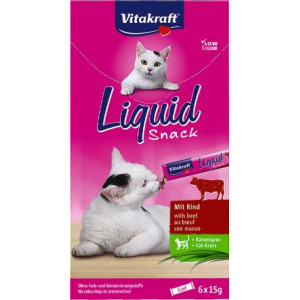 Vitakraft Liquid Snacks met rund kattensnack (6 x 15g)