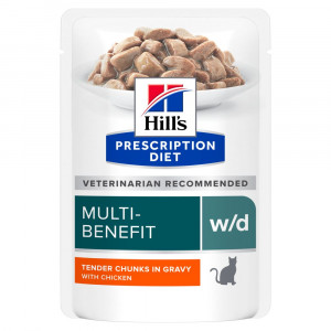 Hill's Prescription Diet W/D Multi-Benefit pâtée au poulet en sachet pour chat 24 x 85 g