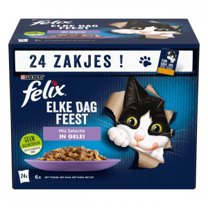 Felix Tendres Effilés Sélection au thon, saumon, bœuf, poulet en gelée pâtée pour chat 1 x (24 x 85 g)