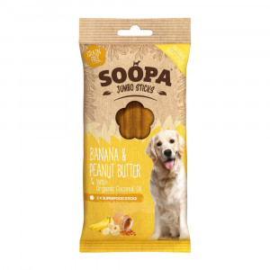 Soopa Jumbo Dental bâtonnets à la banane et au beurre de cacahuète pour chien Une pièce