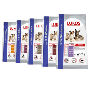 Lukos croquettes pour chien paquets d'essai Adult Large à l'agneau & riz 1 kg