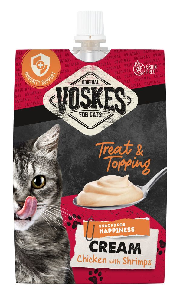 Voskes Cream kip & garnalen kattensnack (90 g)
