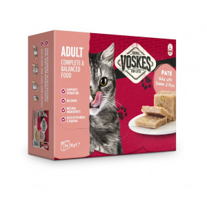 Voskes Adult pâtée au merlu avec saumon et petits pois pour chat (8x85 g) 8 x 85 g