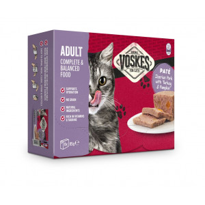 Voskes Adult pâtée au porc ibérique avec dinde et potiron pour chat (8x85 g) 8 paquets (64 x 85 g)