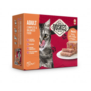 Voskes Adult pâtée à la dinde et au poulet et potiron pour chat (8x85 g) 8 paquets (64 x 85 g)