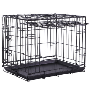 Brekz cage noire avec porte coulissante pour chien S