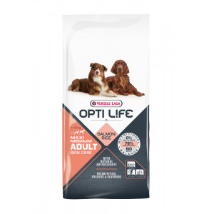 Opti Life Chien Adulte Peau Sensible Medium/Maxi, saumon et riz 12,5 kg