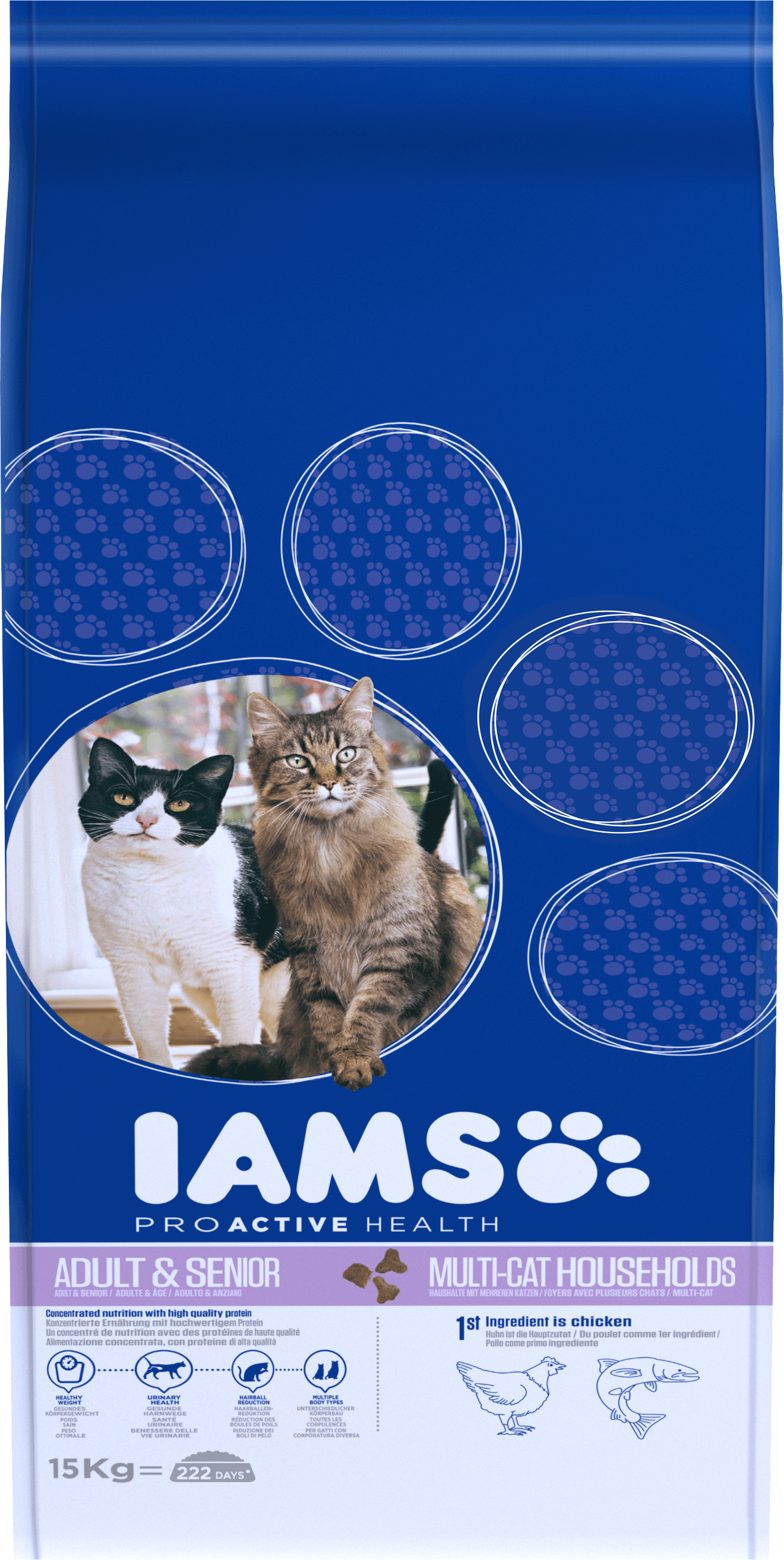 Iams Multi-Cat poulet au saumon pour chat