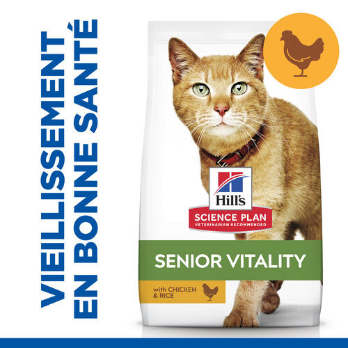 Hill's Mature Adult Senior Vitality au poulet et riz pour chat