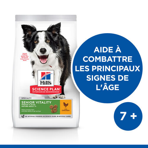 Hill's Mature Adult Senior Vitality Medium au poulet pour chien