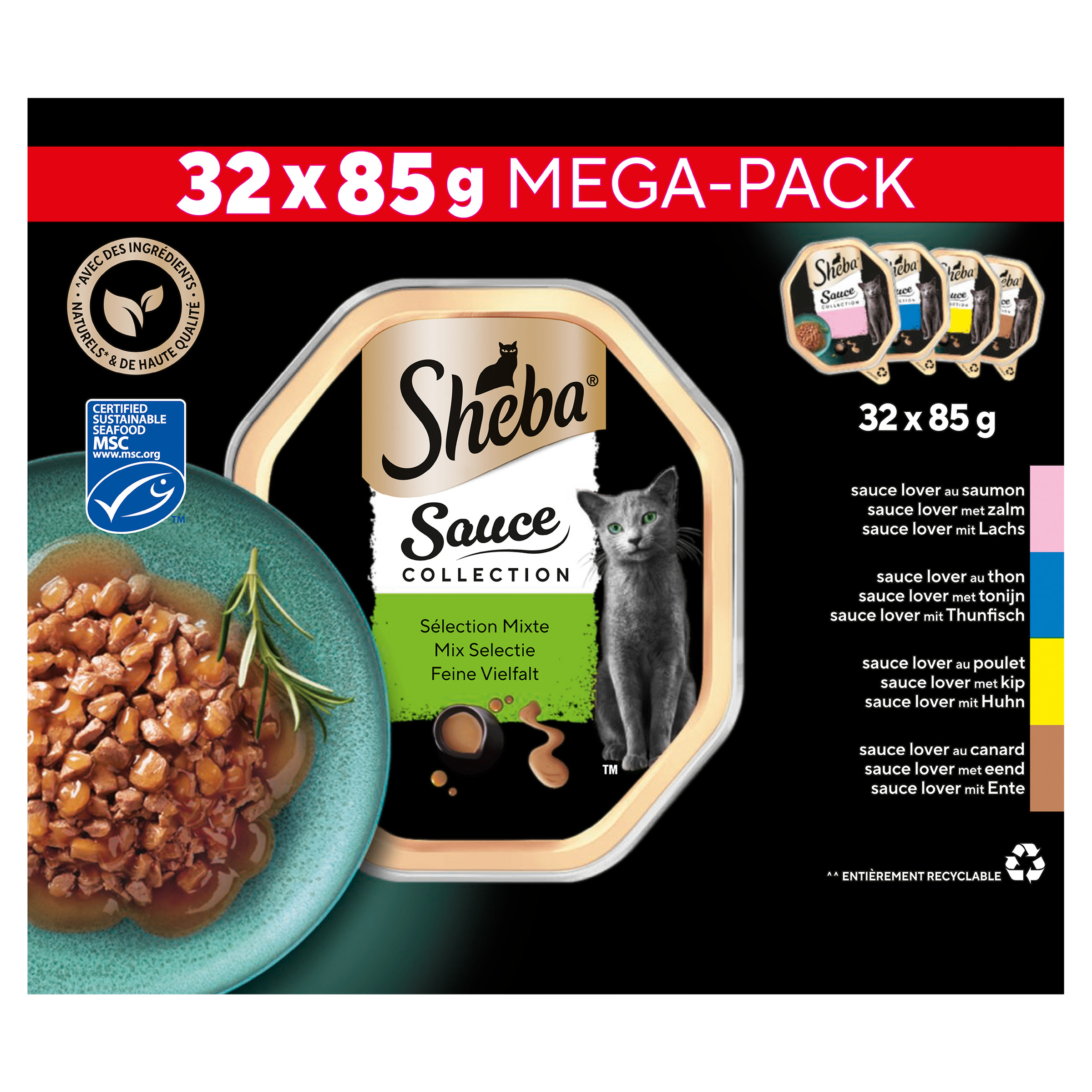 Sheba Sauce Collection Adult Mix Selectie natvoer kat (85g)