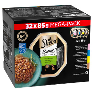 Sheba Sauce Collection Adulte Mix Sélection pâtées pour chat (85g) 1 paquet (32 x 85 g)