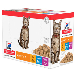 Hill's Adult Favourite Selection multipack pâtée pour chat 85g 1 boîte (12 x 85 g)